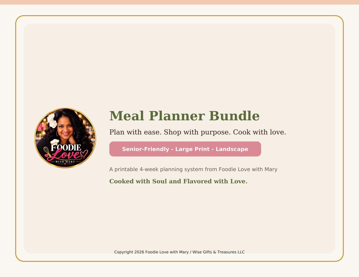 Foodie Love Meal Planner Bundle Senior-Friendly Landscape Edition cover
